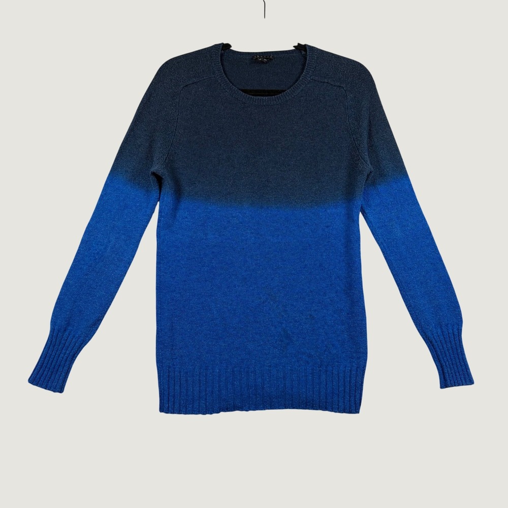 Theory Ombre Alpaca Silk Crewneck Sweater Womens S Blue Quiet Luxury Knit